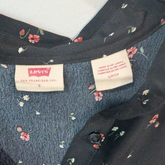 Levi's Black and White Tiered Midi Dress with Puff Sleeves - Picture 6 of 10